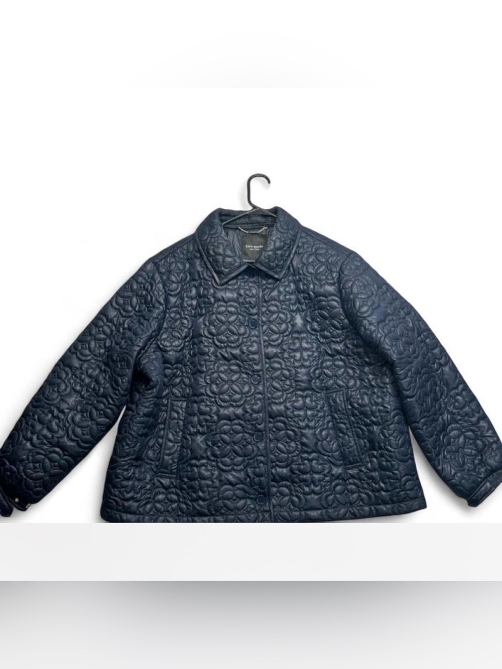 Kate Spade Navy Quilted Floral-Pattern Puffer Jacket